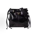 PRADA Bonnie metal hardware accessories enamel-coated triangular logo single-shoulder bag for women in black
